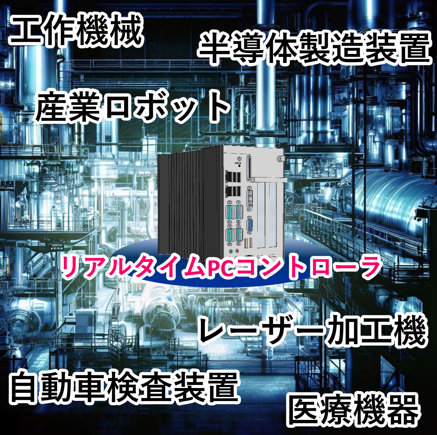 図．リアルタイムPCコントローラと産業システムの関係